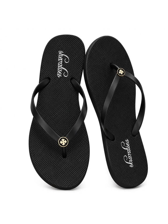 Women's Flip Flops Comfortable Summer Beach Sandals, Flats Flip Flops for Women Indoor Outdoor, Black
