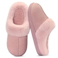 thumbnail image 1 of Crestar Women's Fuzzy Memory Foam Slippers, Faux Fur Lined Warm Comfy House Shoes Indoor Outdoor, Pink, 1 of 7