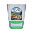 thumbnail image 1 of Crested Butte Mountain Colorado Design B Souvenir 2 oz Round Shot Glass Green, 1 of 3