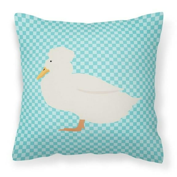 Crested Duck Blue Check Fabric Decorative Pillow - 14 x 14 in.