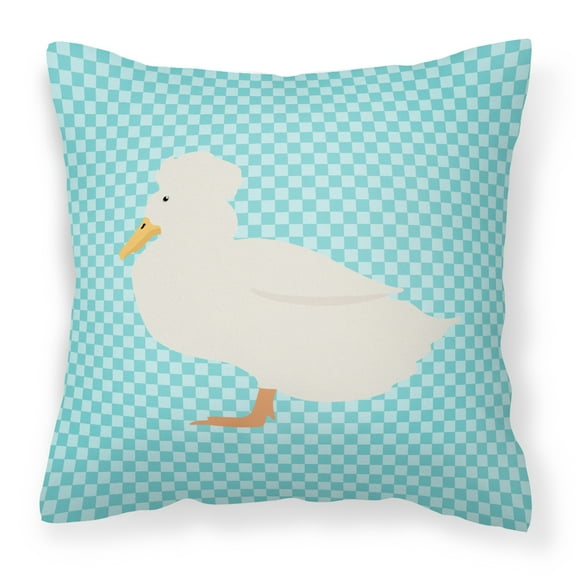 Crested Duck Blue Check Fabric Decorative Pillow