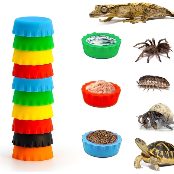 Crested Gecko Food and Water Feeding Cups, Reusable Reptile Feeder Dish Tank Accessories for Hermit Crab, Lizard, Tarantula, Isopods, Tortoise