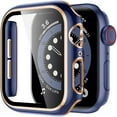 thumbnail image 1 of Crested Glass+Cover for Apple Watch Case 45mm 41mm 44mm 40mm 42mm 38mm iWatch Bumper+Screen Protector Apple Watch Series 3 4 5 6 SE 7 - blue rose, 1 of 7