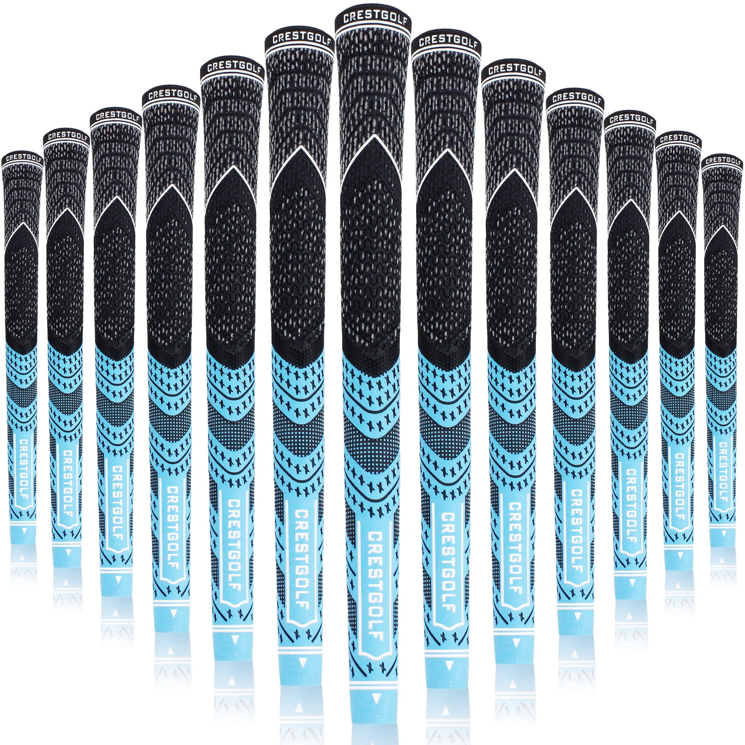 Crestgolf 13pcs Golf Grips Standard/Midsize All-Weather Control Thread Technology Rubber Combine with Carbon Yard, Anti-Slip-Set