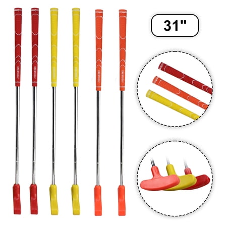 Crestgolf 6pcs Two Way Junior Golf Putter Kids Putter Both Left and Right Handed Easily Use 5 Sizes for Ages 3-5 6-8 9-12 13-15 Adult