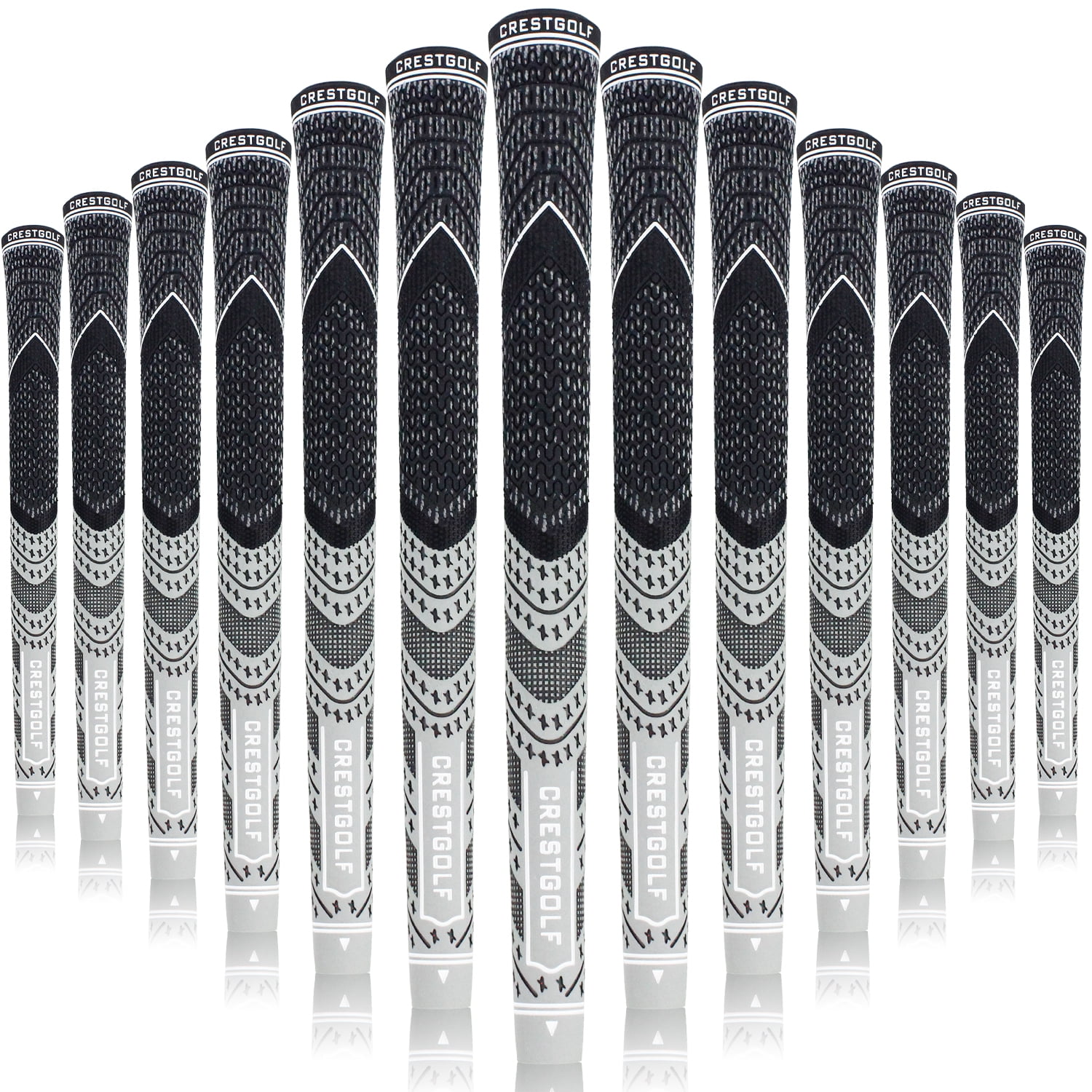 Crestgolf Golf Grips 13pcs Standard/Mid Size All-Weather Control Thread Technology Rubber Combine with Carbon Yard, Anti-Slip