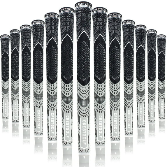 Crestgolf Golf Grips 13pcs Standard/Mid Size All-Weather Control Thread Technology Rubber Combine with Carbon Yard, Anti-Slip