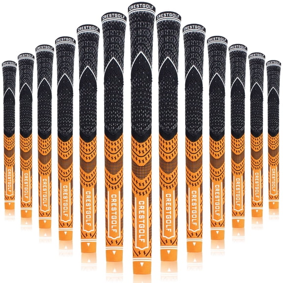 Crestgolf Golf Grips, Standard/Mid Size All-Weather Control Thread Technology Rubber Combine with Carbon Yard, Anti-Slip-Set of 13