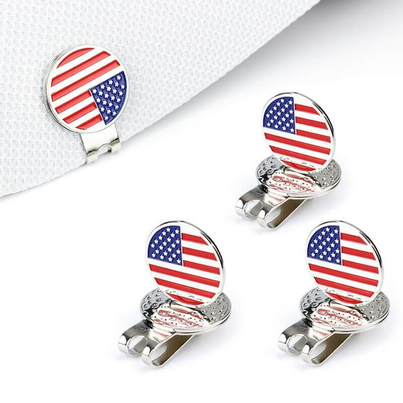 Crestgolf Golf Hat Clip US Flag Golf Ball Marker Golf Accessories Golf Gifts 4PCS