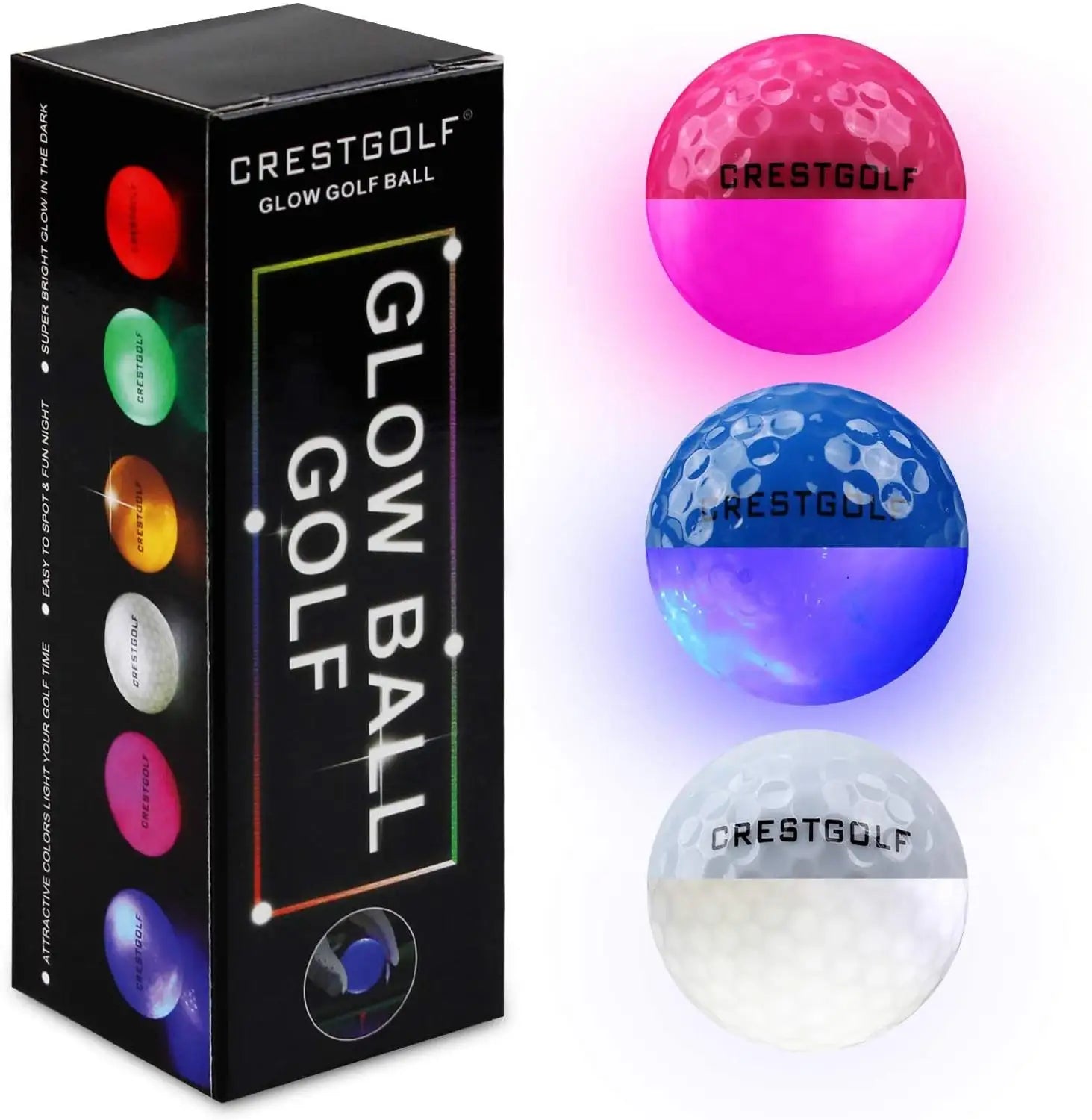 Crestgolf LED Golf Balls for Night Glow in The Dark Golf Ball Super