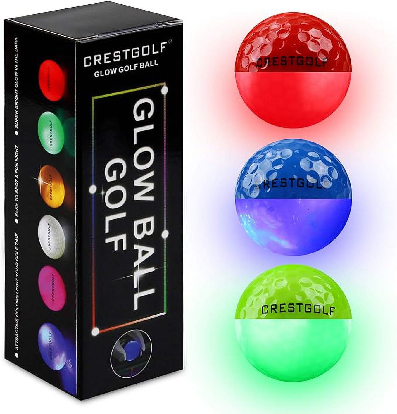 Crestgolf Led Glow Golf Balls in The Dark, Night [Builtin 4 Led