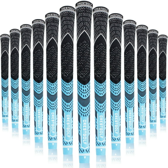 Crestgolf Multi -Compound Golf Grips, Standard/Mid Size All-Weather Control Thread Technology Rubber Combine with Carbon Yard, Anti-Slip-Set of 13