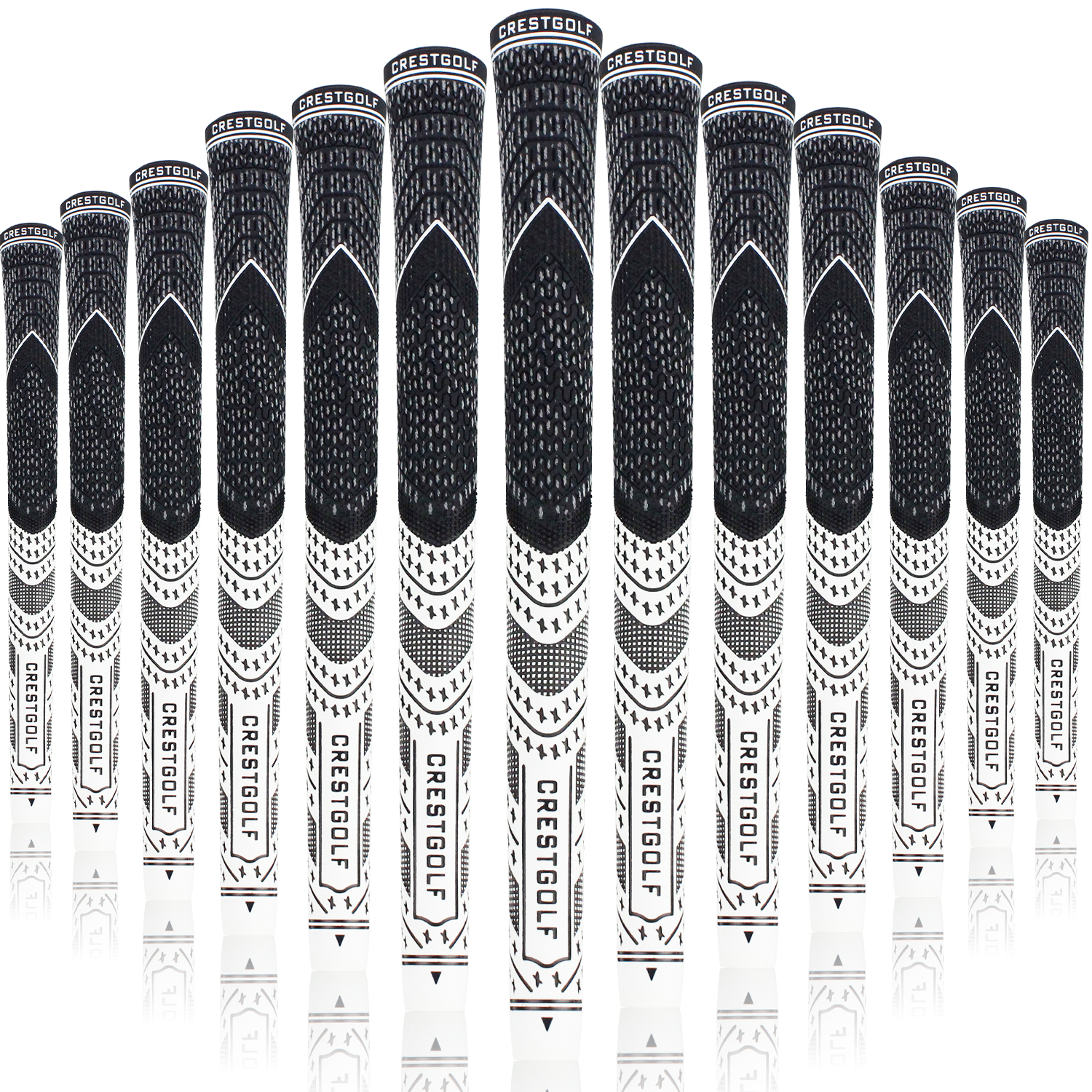 CRESTGOLF Set Di 13 Impugnature Per Mazze Da Golf – Morbide, Antiscivolo E Ultraleggere, Design Opaco (Nero, Misura Standard .60)