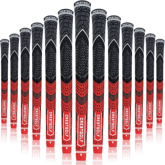 Crestgolf Multi -Compound Golf Grips, Standard/Mid Size All-Weather Control Thread Technology Rubber Combine with Carbon Yard, Anti-Slip-Set of 13