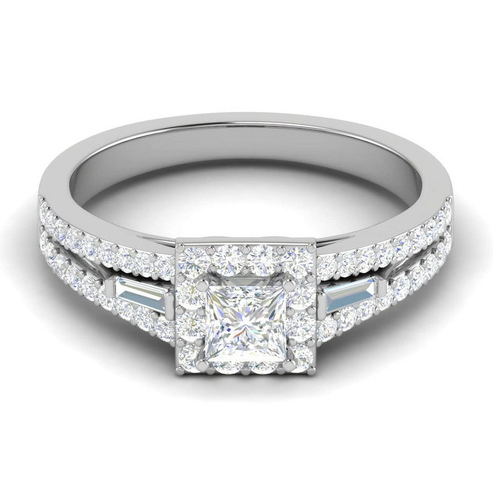 Crestin Jewel 1.7 Ct VVS1/D Princess Cut Diamond Ring for Her - 14K Crestin Jewel 1.7 Ct VVS1/D Princess Cut Diamond Ring for Her - 14K