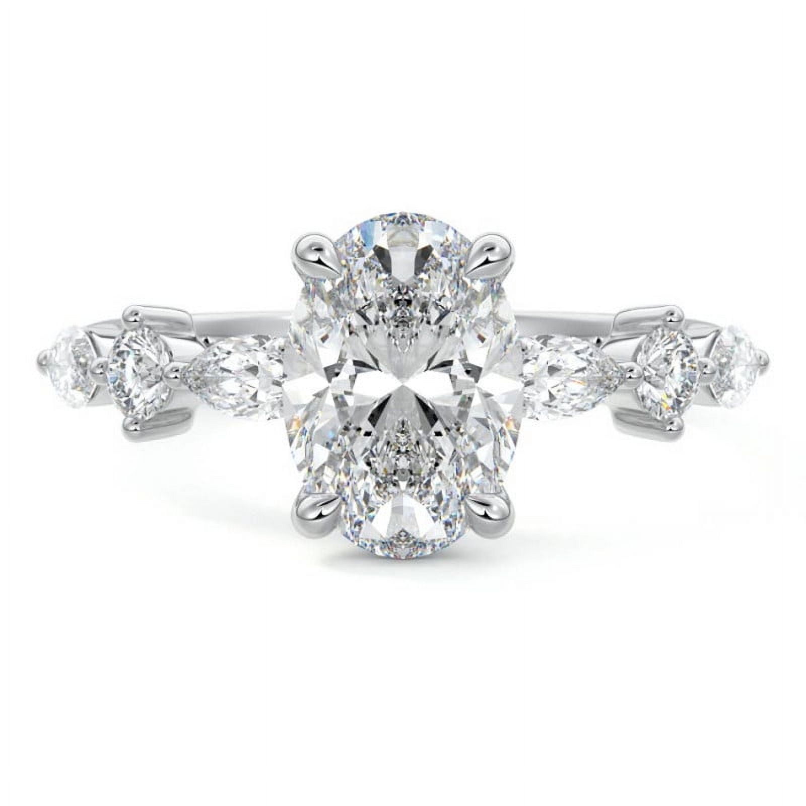 Crestin Jewel 14K White Gold Plated Birthday Ring - 2 Ct White Oval Cut ...