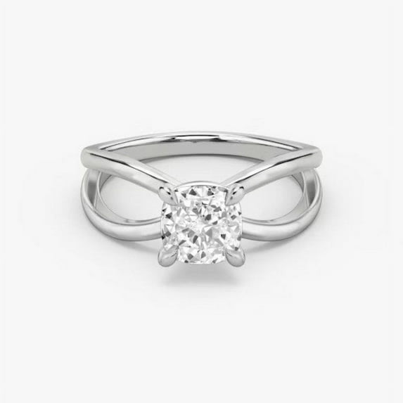 Crestin Jewel 14K White Gold Plated RIng for Women's - 1.6 Ct Cushion Cut Lab Created Diamond Solitaire Ring for Women's - One Stone Wedding Anniversary Engagement Ring for Women's - Proposal Ring