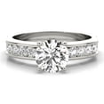 thumbnail image 1 of Crestin Jewel 2 Ct Brilliant Round Cut Solitaire with Accent Diamonds - 14K Gold Plated Engagement Ring for Her - Designer Solitaire with Unique Shank Silver Ring for Wedding & Special Occasions, 1 of 2