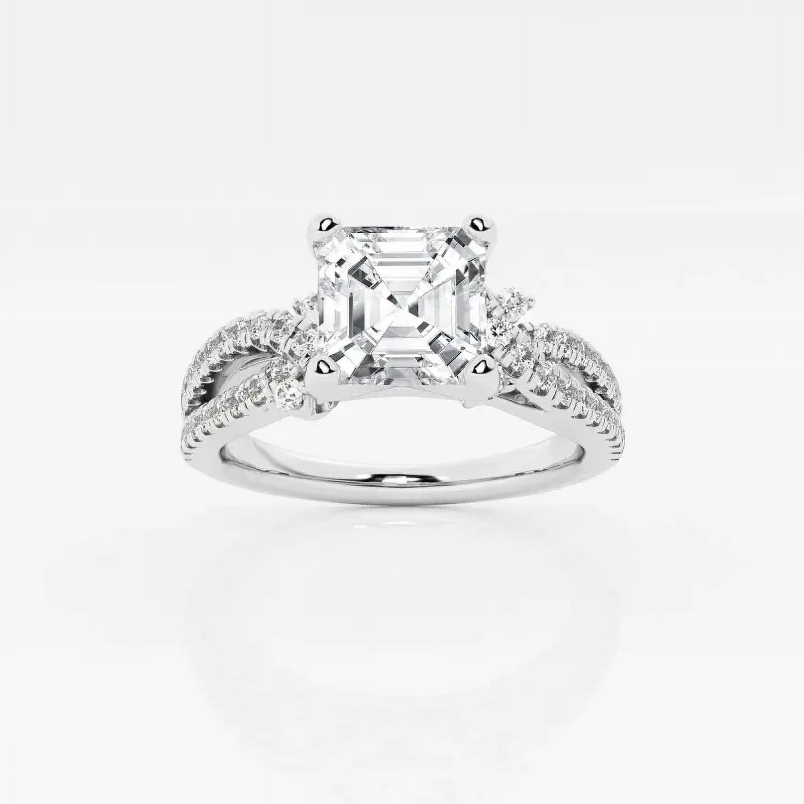 Crestin Jewelry 1.7 Ct Asscher Cut Moissanite Ring - Rising Split Shank ...