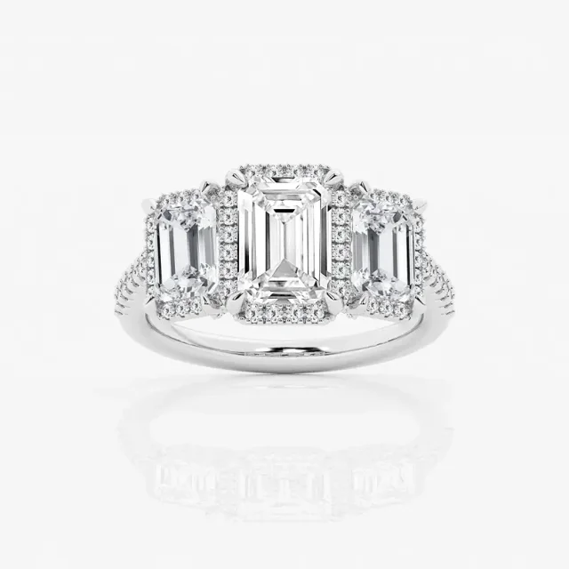 Crestin Jewels 14K White Gold Over Diamond Wedding Ring Emerald Cut 1