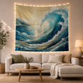 thumbnail image 1 of Cresting Ocean Wave at Golden Sunrise, Dramatic Coastal Style for Ocean Lovers, Seascape Wall Art, Housewarming Gift, Tapestry Wall Hanging for Bedroom and Living Room, 1 of 7