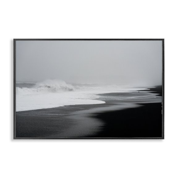 Stupell Industries Cresting Waves Black Sand Coast Black Framed Giclee Art, design by Jade Sharp Photo, 20 x 30