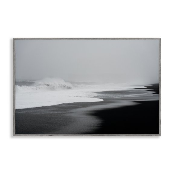 Stupell Industries Cresting Waves Black Sand Coast Gray Framed Giclee Art, design by Jade Sharp Photo, 12 x 18