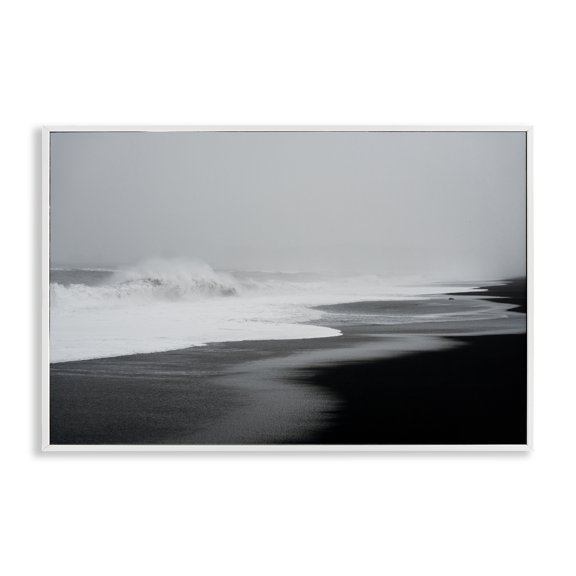 Stupell Industries Cresting Waves Black Sand Coast White Framed Giclee Art, design by Jade Sharp Photo, 16 x 24