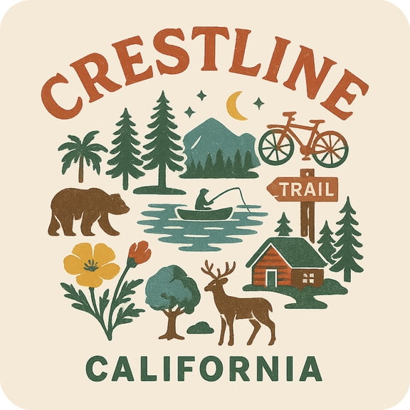 Crestline California Keepsakes Souvenir Vinyl Sticker – Destination Travel Keepsake Collectible (3-Inches Wide)
