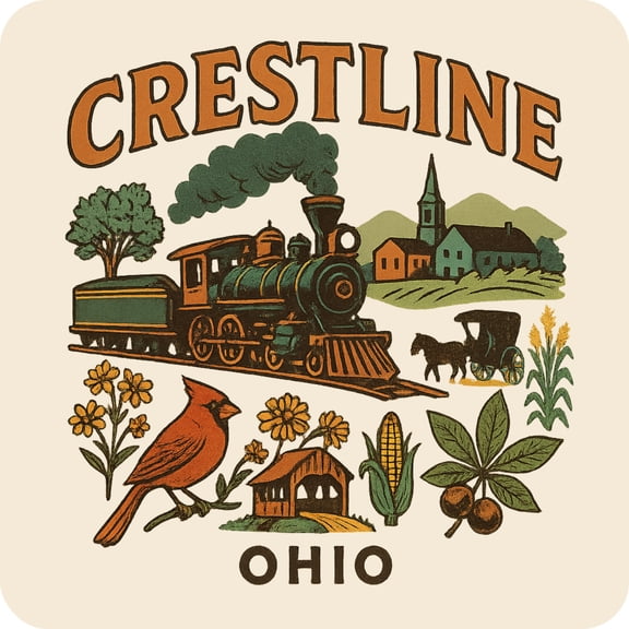 Crestline Ohio Keepsakes Souvenir Vinyl Sticker – Destination Travel Keepsake Collectible (4-Inches Wide)