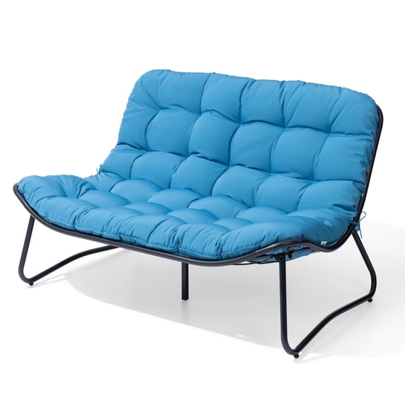 Crestlive 2-Seater Outdoor Patio Loveseat with Soft Cushions, All-Weather Outdoor Couch Patio Furniture, Blue