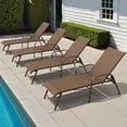 thumbnail image 1 of Crestlive Chaise Lounge Chair Outdoor with Armrests, 4PCS Pool Lounge Chairs, Aluminum 5-Positions Lounger (Brown), 1 of 6