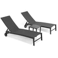 thumbnail image 1 of Crestlive Patio 2PCS Outdoor Chaise Chairs with 1PCS Side Table, Chaise Lounge Set, 5-Position Recliner (Black), 1 of 1