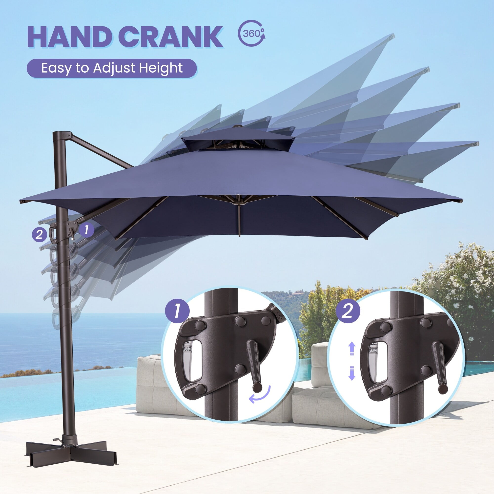 Crestlive Products 10 x 13 Feet Double Top Rectangular Rotating Patio