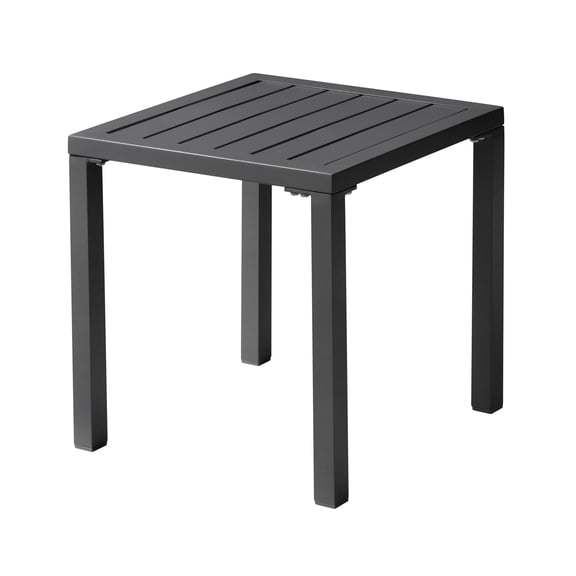 Crestlive Products 15.7" x 15.7" Outdoor Side Table, All-Weather Aluminum Square Patio End Table, Black