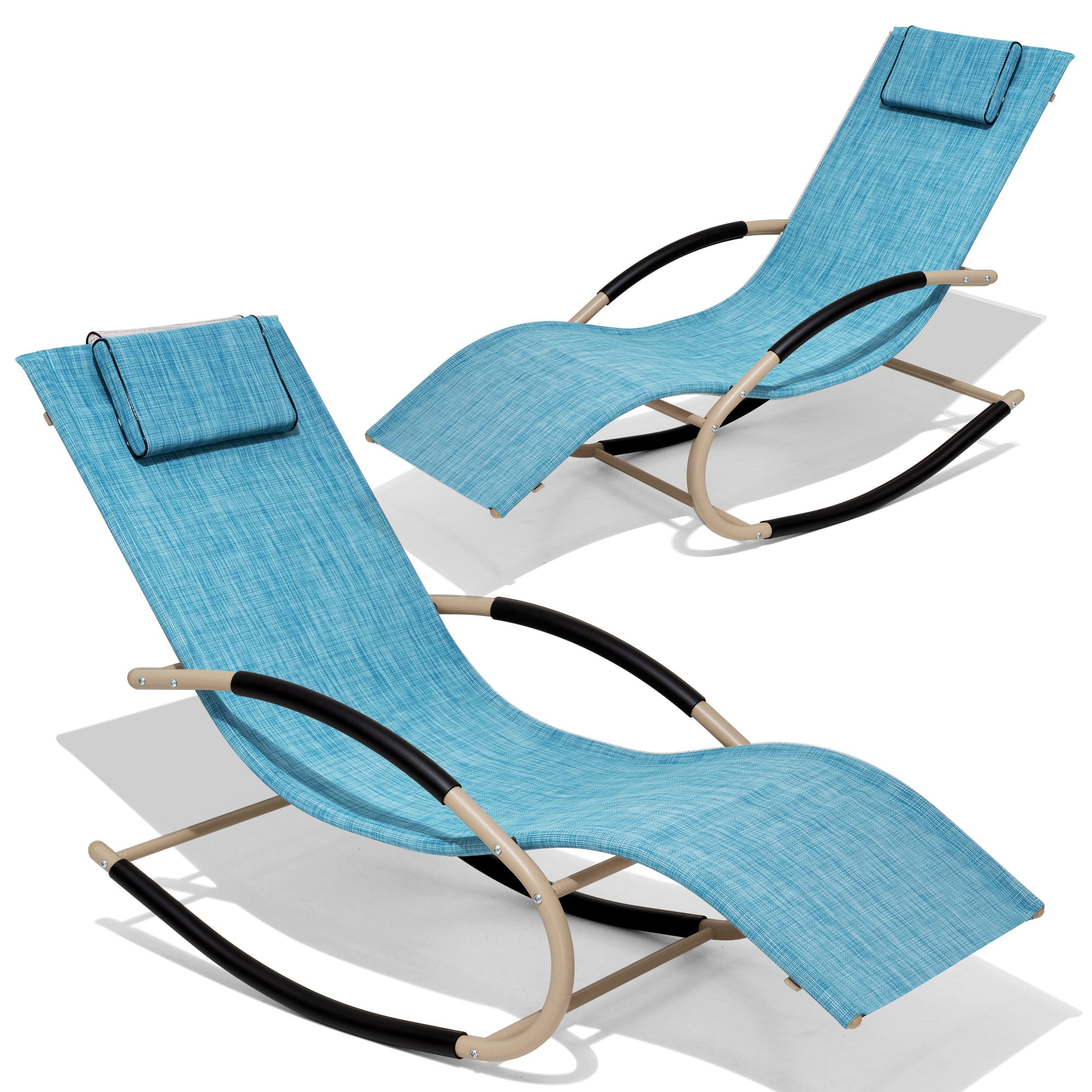 Meatal Rocking Chair Crestlive Products, 2PCS Curved Metal Rocking Chairs, Garden Outdoor ...