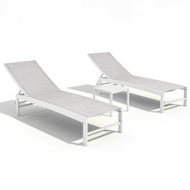 Crestlive Products 2PCS Outdoor Patio Aluminum Lounge Chairs with 1PCS Side Table, White