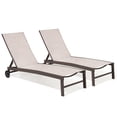 thumbnail image 1 of Crestlive 2-Piece Patio Pool Chaise Lounge Chair with Wheels, Beige, 1 of 7