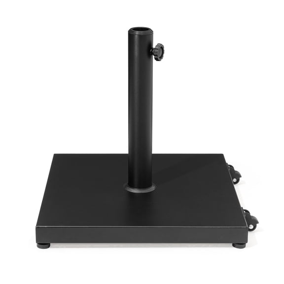 Crestlive Products Patio Umbrella Base, 45 lb Concrete Square Umbrella Stand with Wheels, Heavy Duty, Black