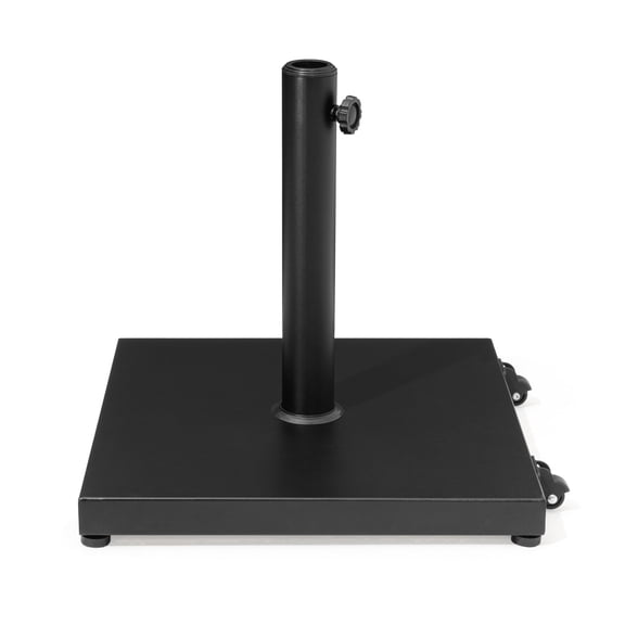 Crestlive Products Outdoor Umbrella Base, 43 lbs Square Concrete Umbrella Stand with 2 Wheels, Black