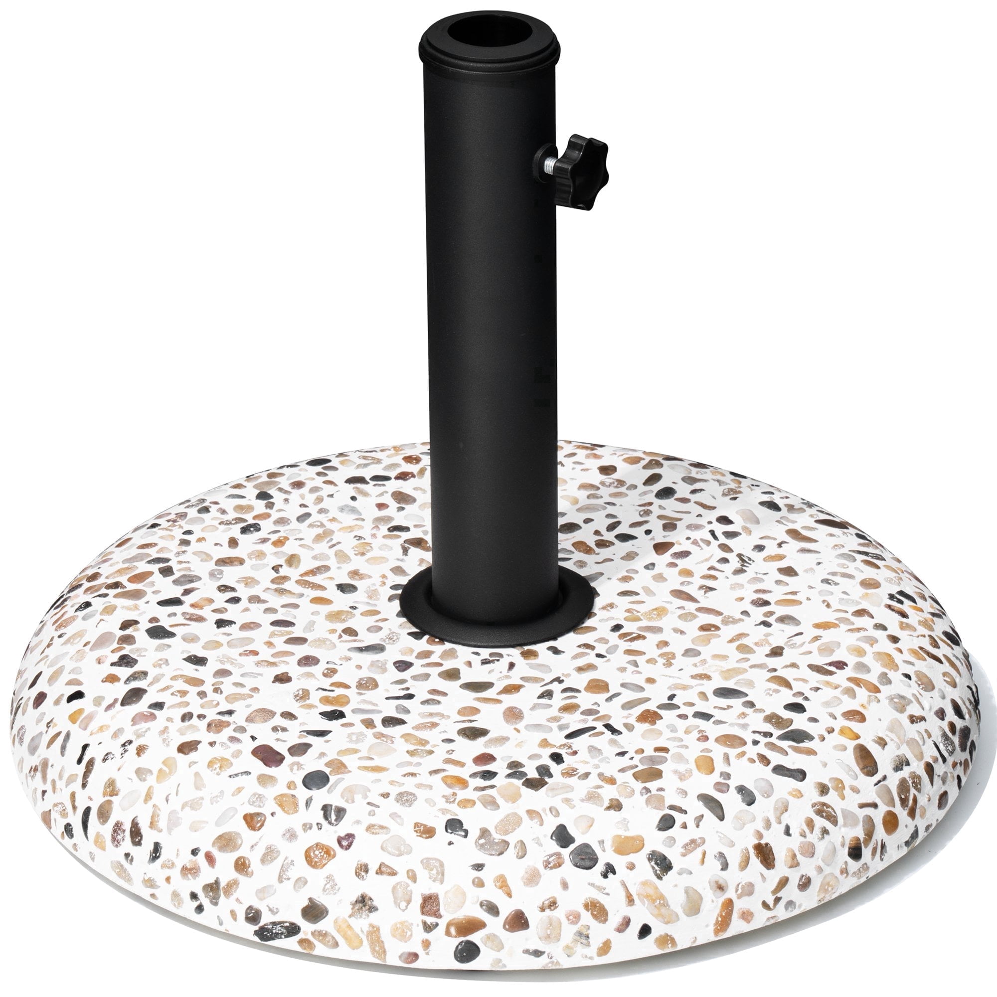 Crestlive Products Patio Umbrella Base, 45 lbs Round Cobblestone Concrete Umbrella Stand