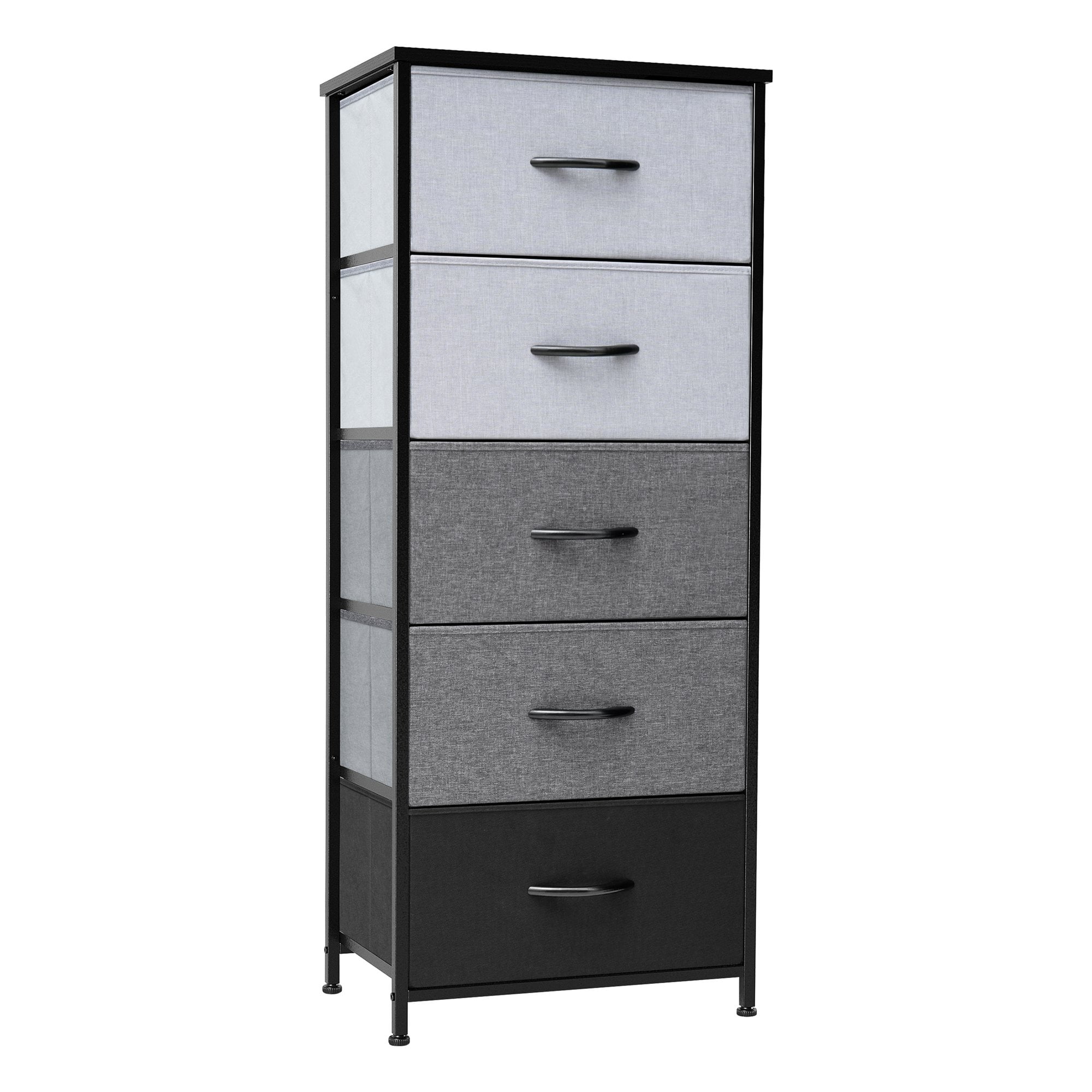 Gray and Black 5-Drawer Vertical Nursery Dresser with Soft Close