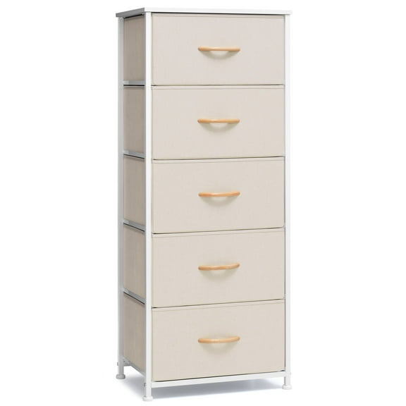 Crestlive Products 5-Drawer Dresser Vertical Storage Tower Chest,Beige