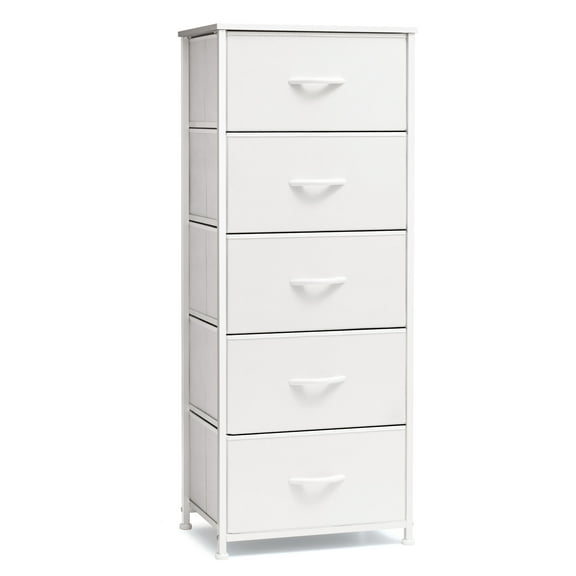 Crestlive Products 5-Drawer Dresser Vertical Storage Tower Chest,White