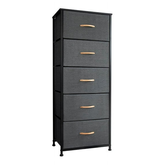 Crestlive Products 5-Drawer Fabric Vertical Dresser Storage Tower,Gray