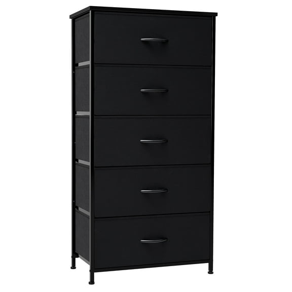 Crestlive Products Black 5 Drawer Vertical Dresser Storage Tower Chest