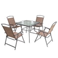 thumbnail image 1 of Crestlive Products 5 Pcs Metal & Glass Patio Dining Set with Umbrella Hole in Brown, 1 of 7