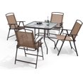 Crestlive Products 5 Piece Patio Dining Set with 4 Folding Chairs and