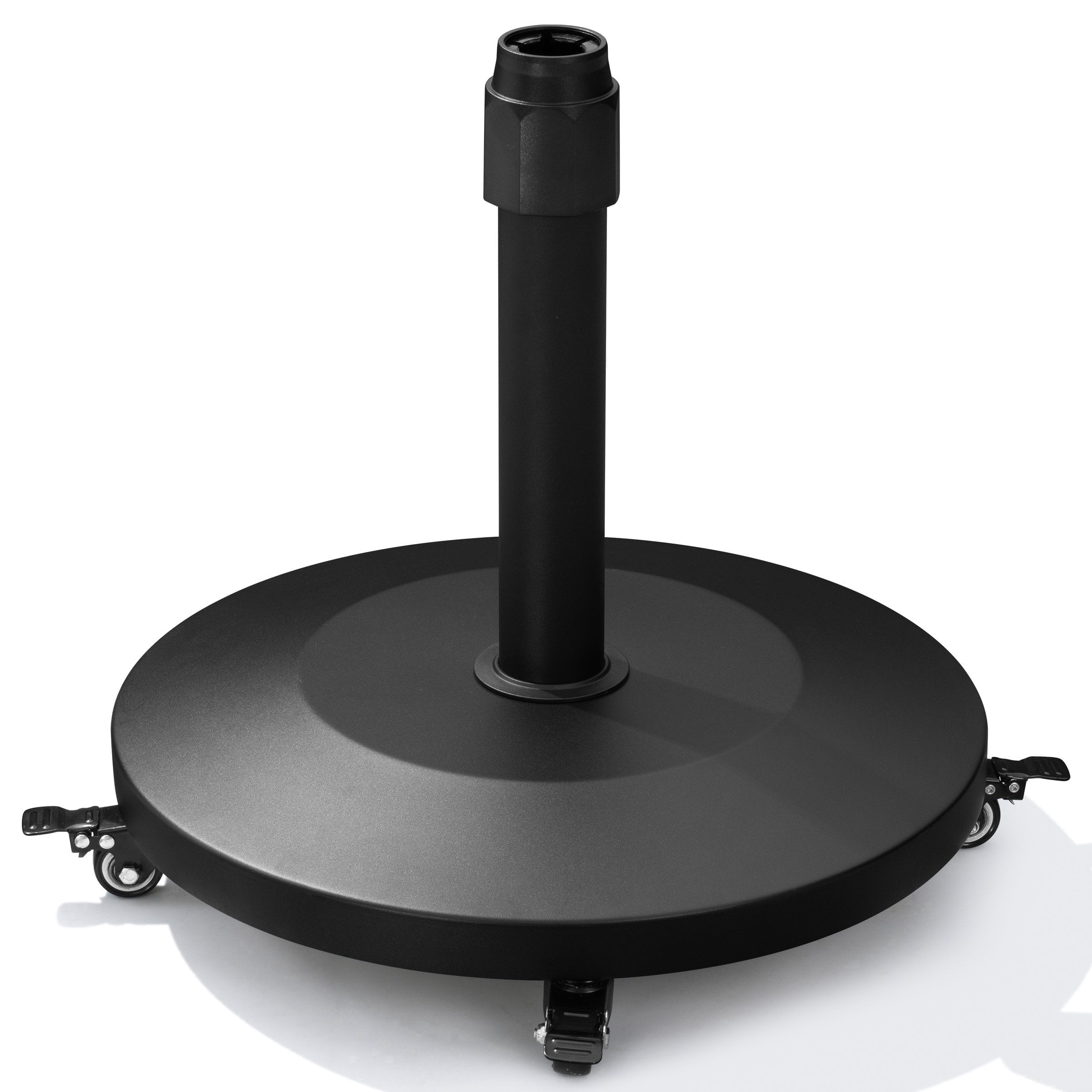 Crestlive Products 55 lbs Round Heavy Duty Concrete Patio Umbrella Base with 4 Wheels, Black