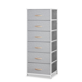 Crestlive Products 6 Drawers Dresser Vertical Modern Storage Tower Chest, Light Gray